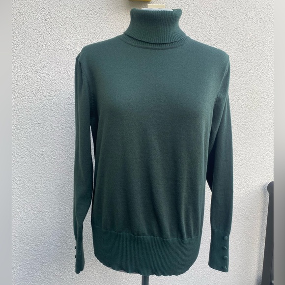 Cable & Gauge Sweaters - Long Sleeved Green Turtleneck Sweater XL
